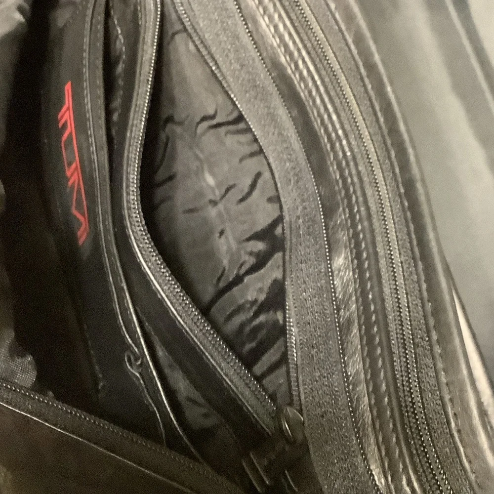 Tumi Black Leather Messenger Bag